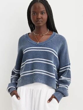 Aerie Oversized Cropped Striped Sweater